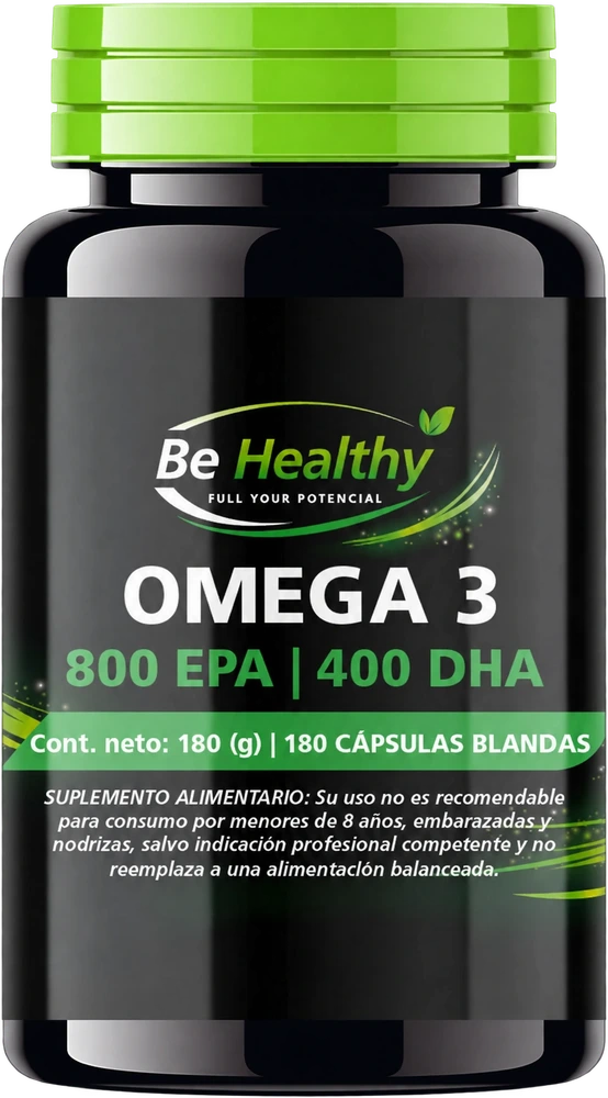 Omega 3 Be Healthy 180 Cápsulas Softgel Entéricas EPA DHA · Sin Sabor