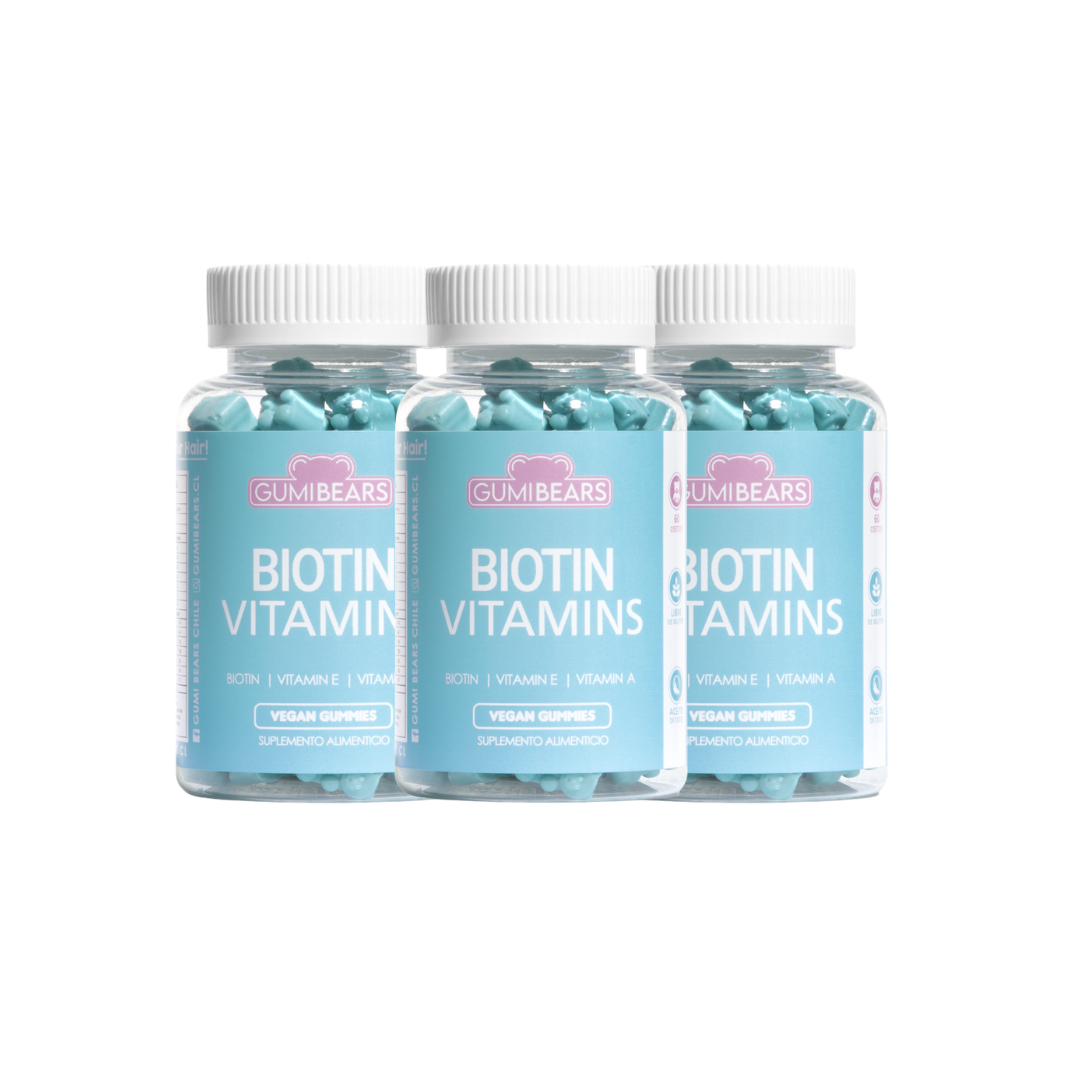 Pack 3 Vitaminas Biotina para el cabello - 3 Meses
