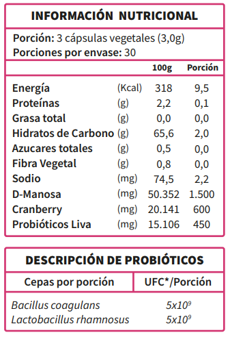 D-Manosa ( cranberry + probiótico) - 90 caps