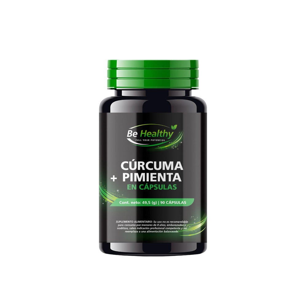 Cúrcuma Pimienta Negra Be Healthy 90 Cápsulas · Sin Sabor