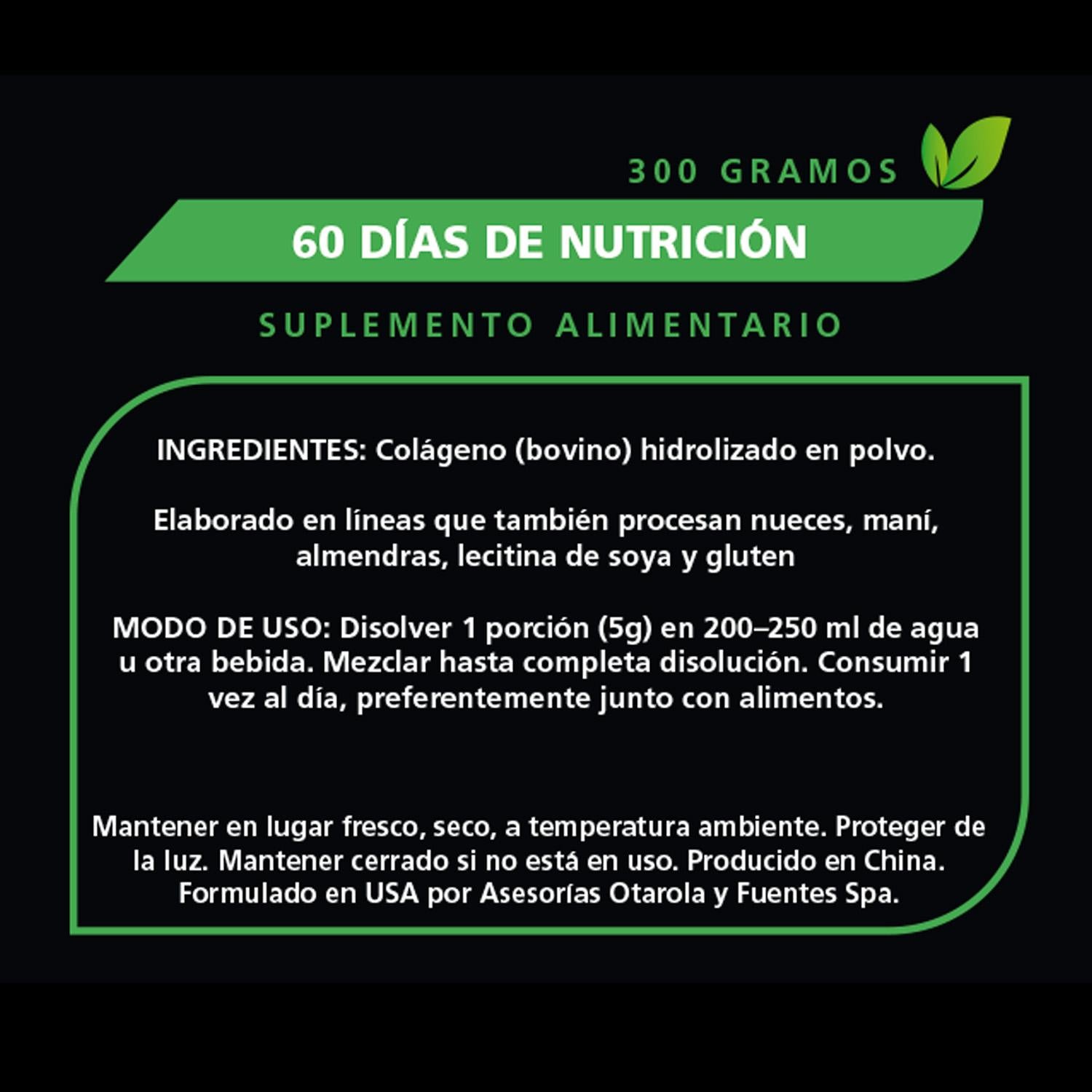 Colágeno hidrolizado En Polvo 300 Gramos Be Healthy