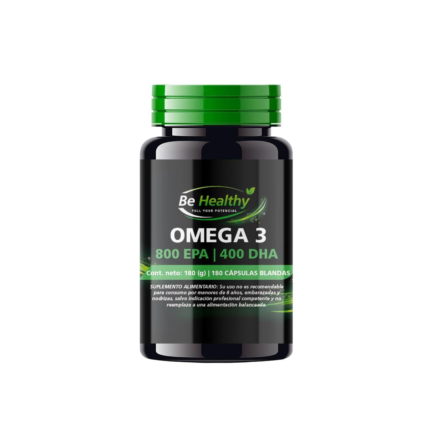 Omega 3 800 EPA + 400 DHA 180 cápsulas blandas Be Healthy