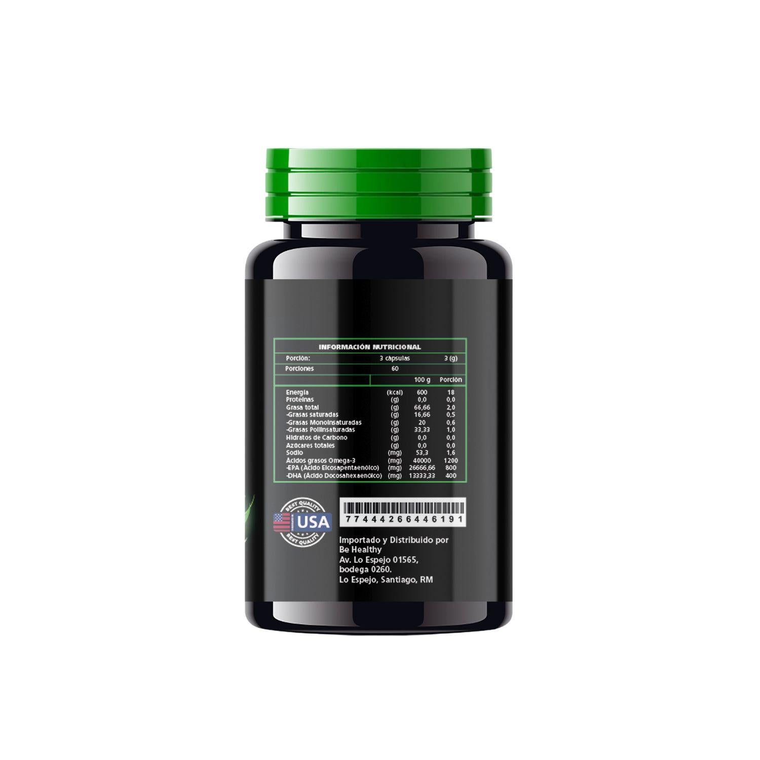 Omega 3 800 EPA + 400 DHA 180 cápsulas blandas Be Healthy