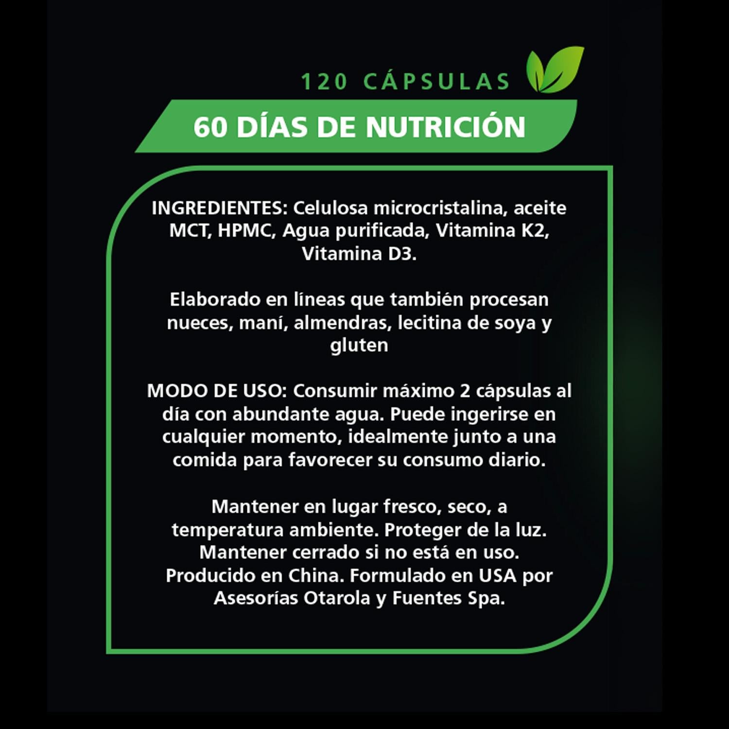 Vitamina D3 + K2  120 Cápsulas Be Healthy