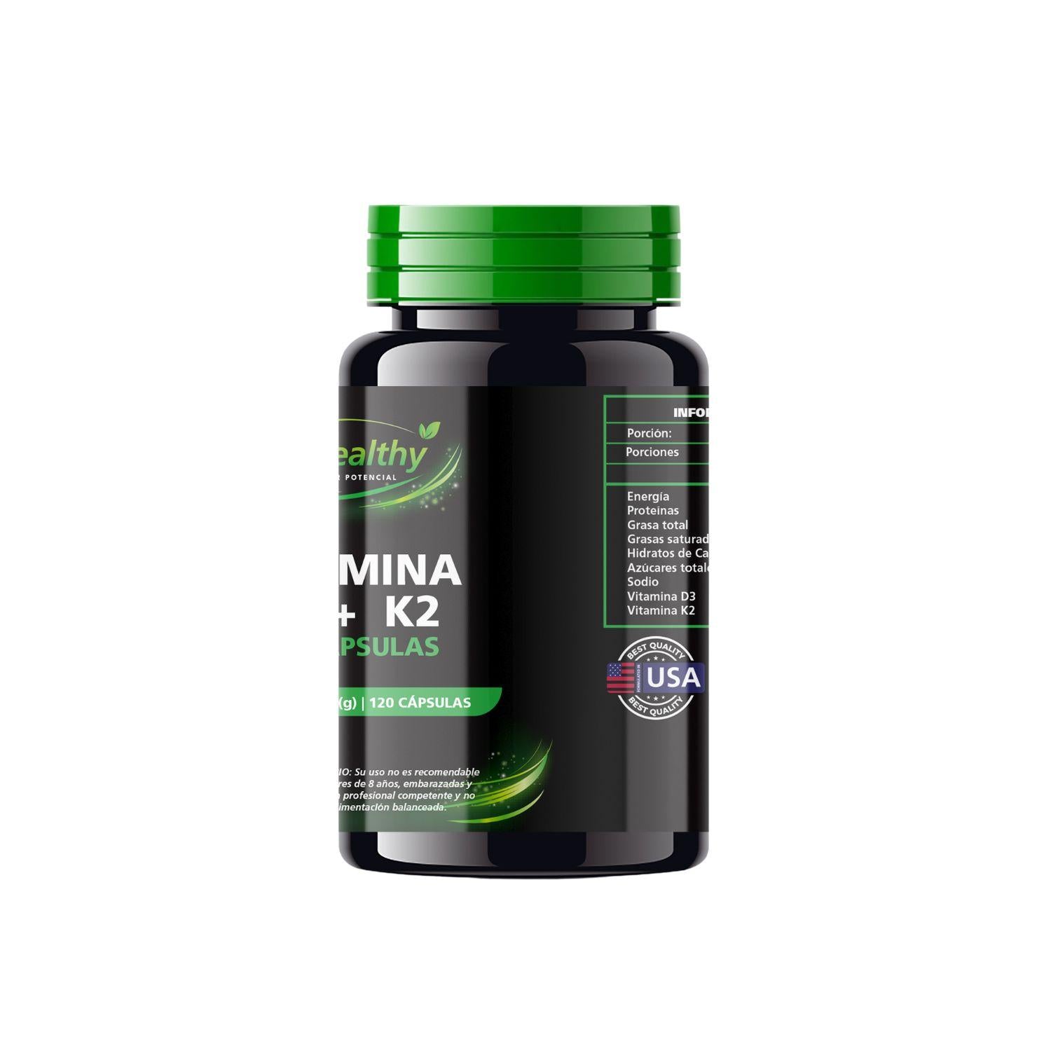 Vitamina D3 + K2  120 Cápsulas Be Healthy
